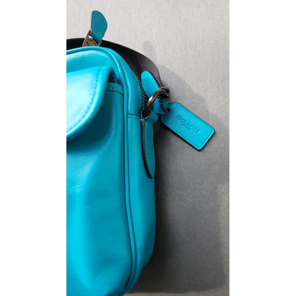 Coach Heritage Crossbody Bag Turquoise Blue Smooth Calf Leather C1269 Turnlock